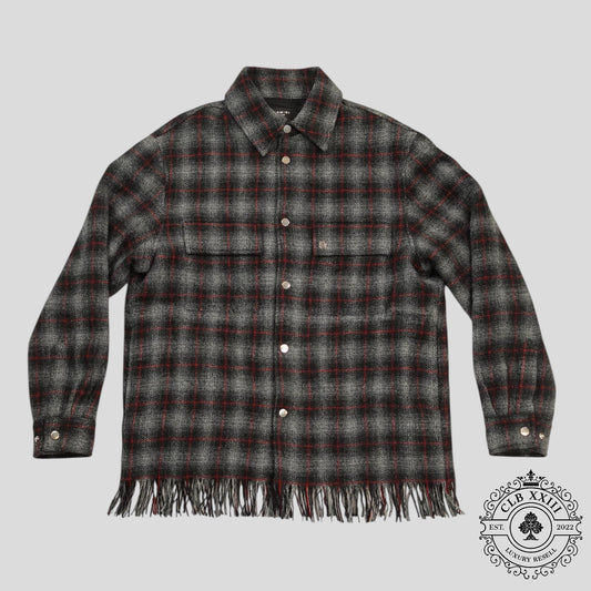 Amiri Fringe Wool Overshirt in Grey