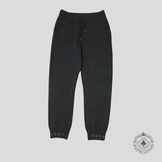 Louis Vuitton Monogram Ankle Cuff Wool Track Pants in Grey
