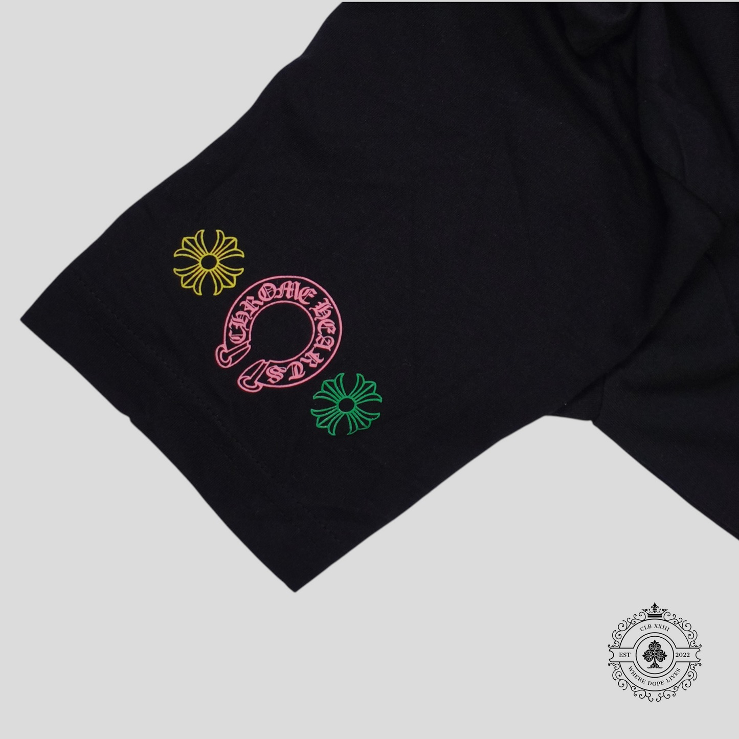 Chrome Hearts Triple Cross Tee in Black/Multicolor