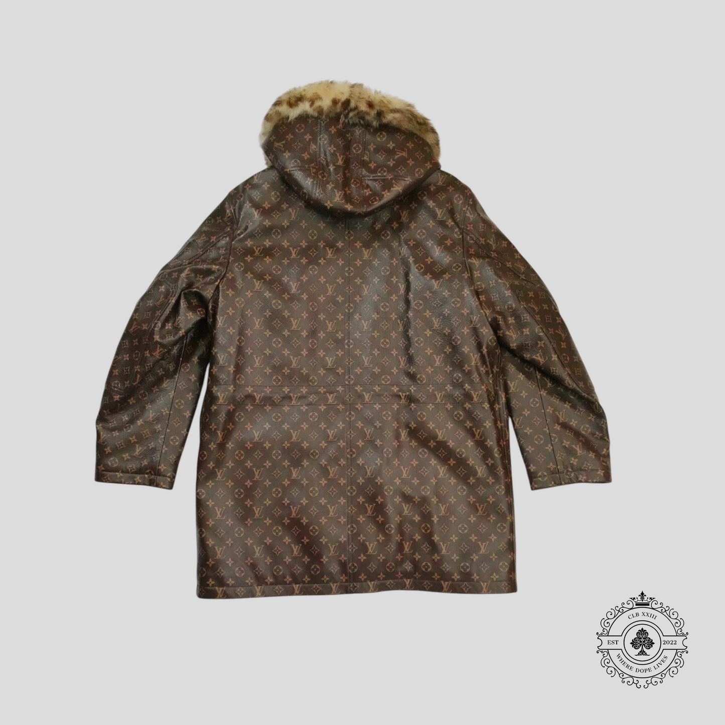 Louis Vuitton Leather Monogram Printed Parka in Brown