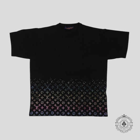 Louis Vuitton Rhinestone Monogram Degrade Tee in Black