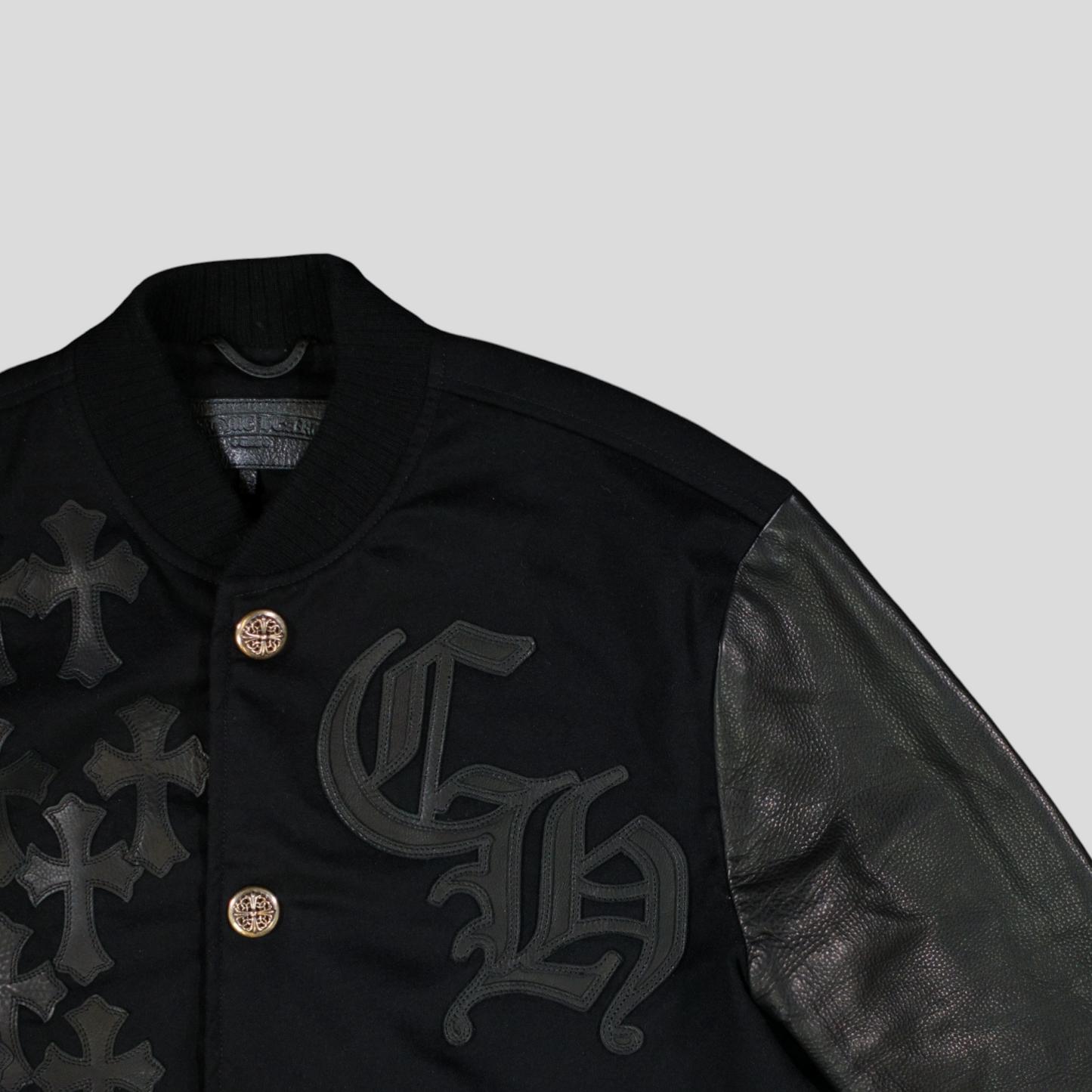 Chrome Hearts Cross Patch Varsity Jacket in Black