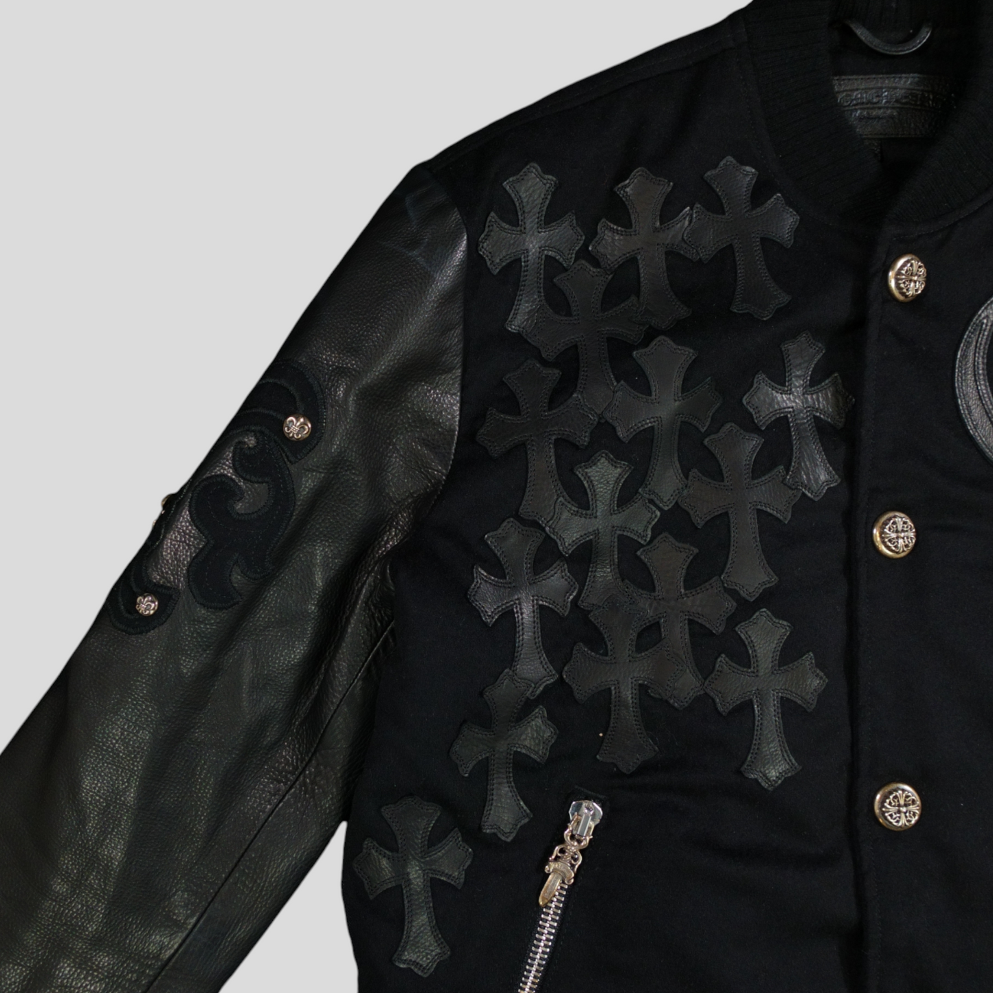 Chrome Hearts Cross Patch Varsity Jacket in Black