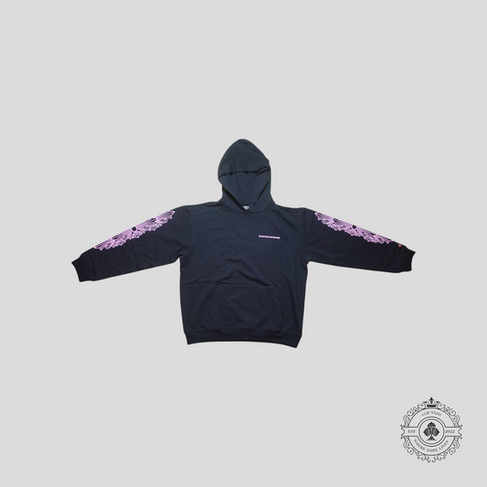 Chrome Hearts Scroll Logo Hoodie in Black/Pink