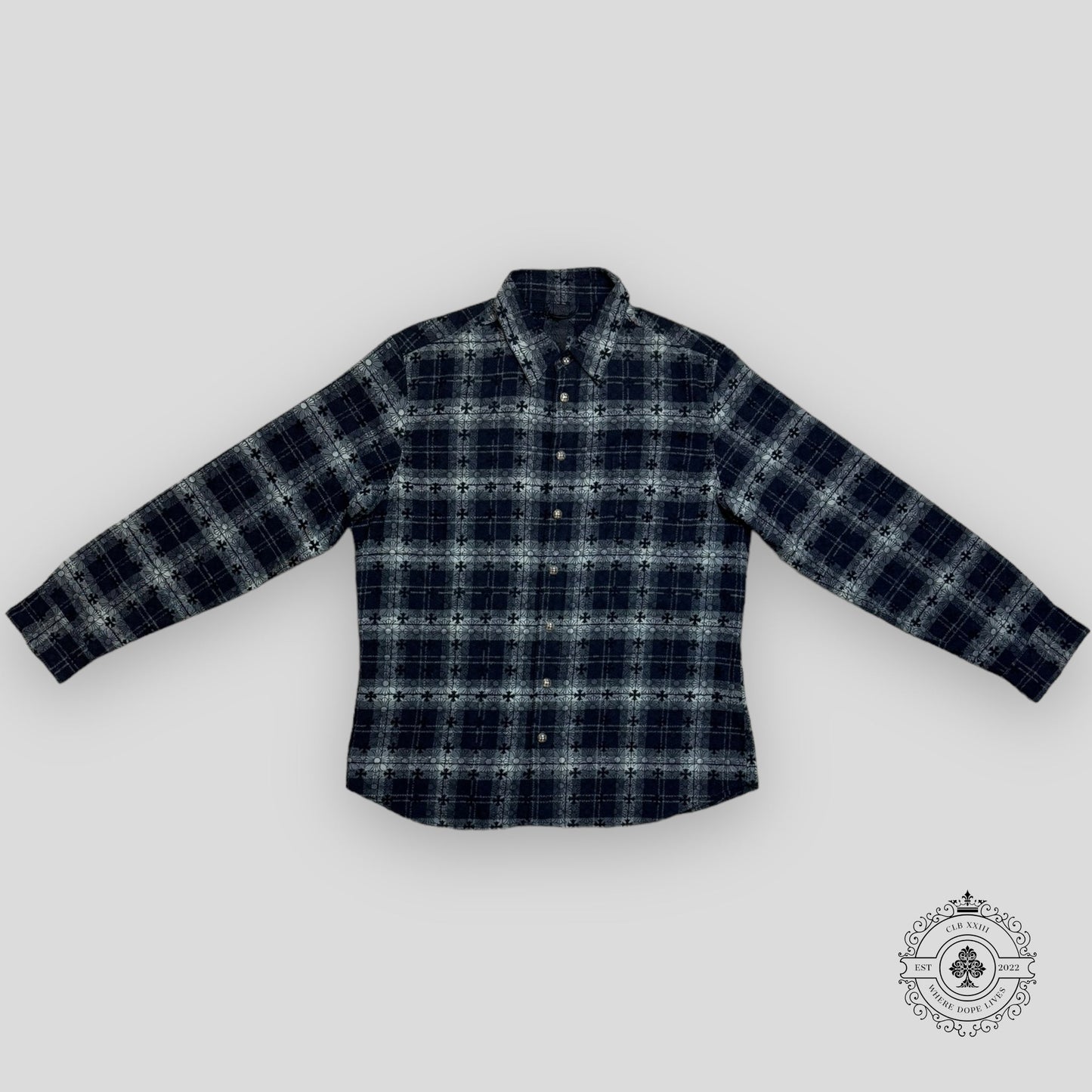 Chrome Hearts Plus Pattern Loose Ends Flannel in Purple / Grey