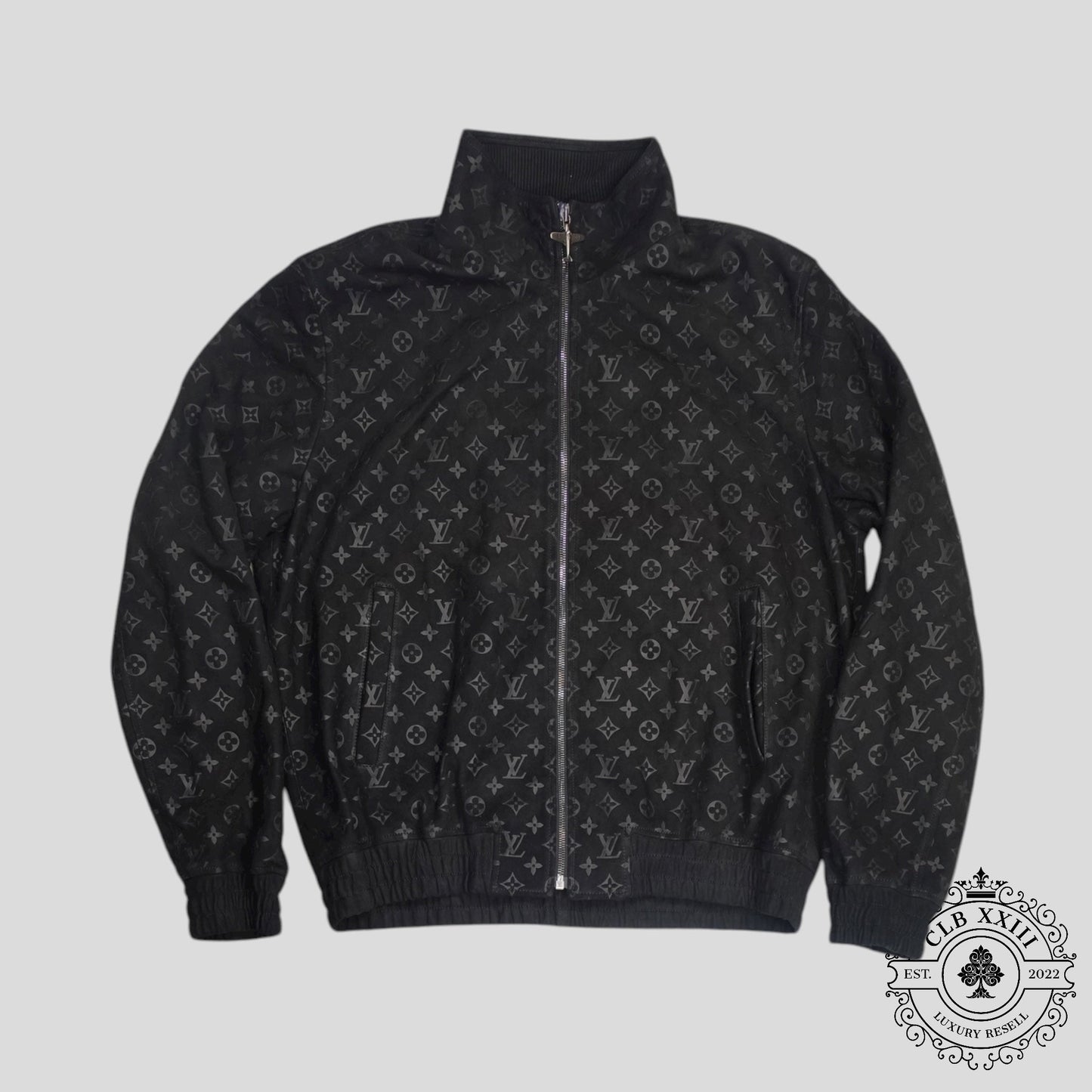 Louis Vuitton Monogram Embossed Tracksuit Jacket in Black
