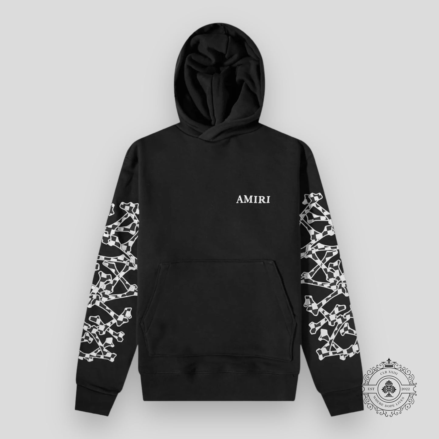 Amiri Checkered Bones Hoodie in Black