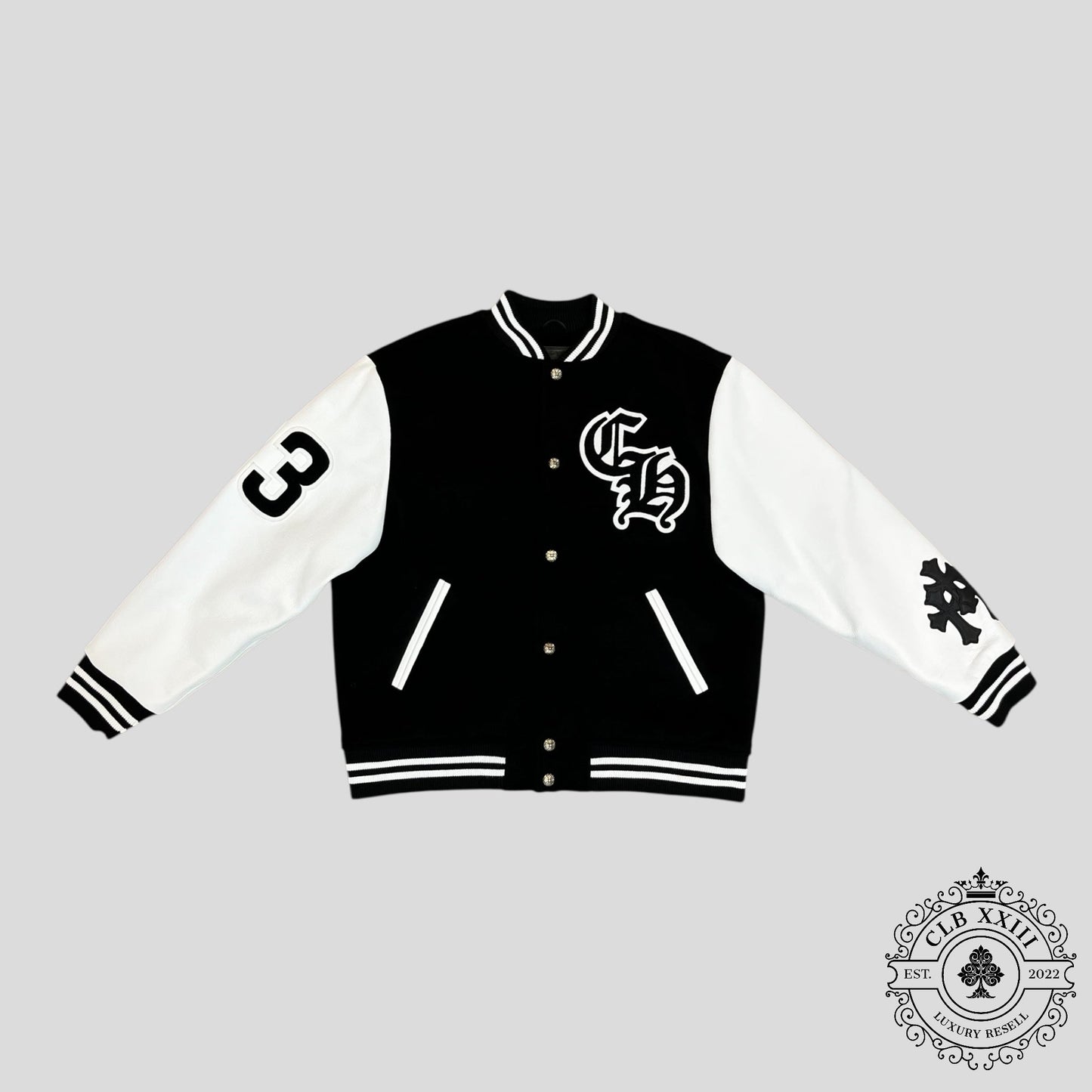 Chrome Hearts Eagle Patch Varsity Jacket in Black