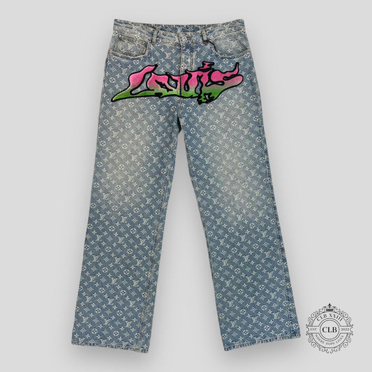 Louis Vuitton Graffiti Monogram Baggy Denim Jeans