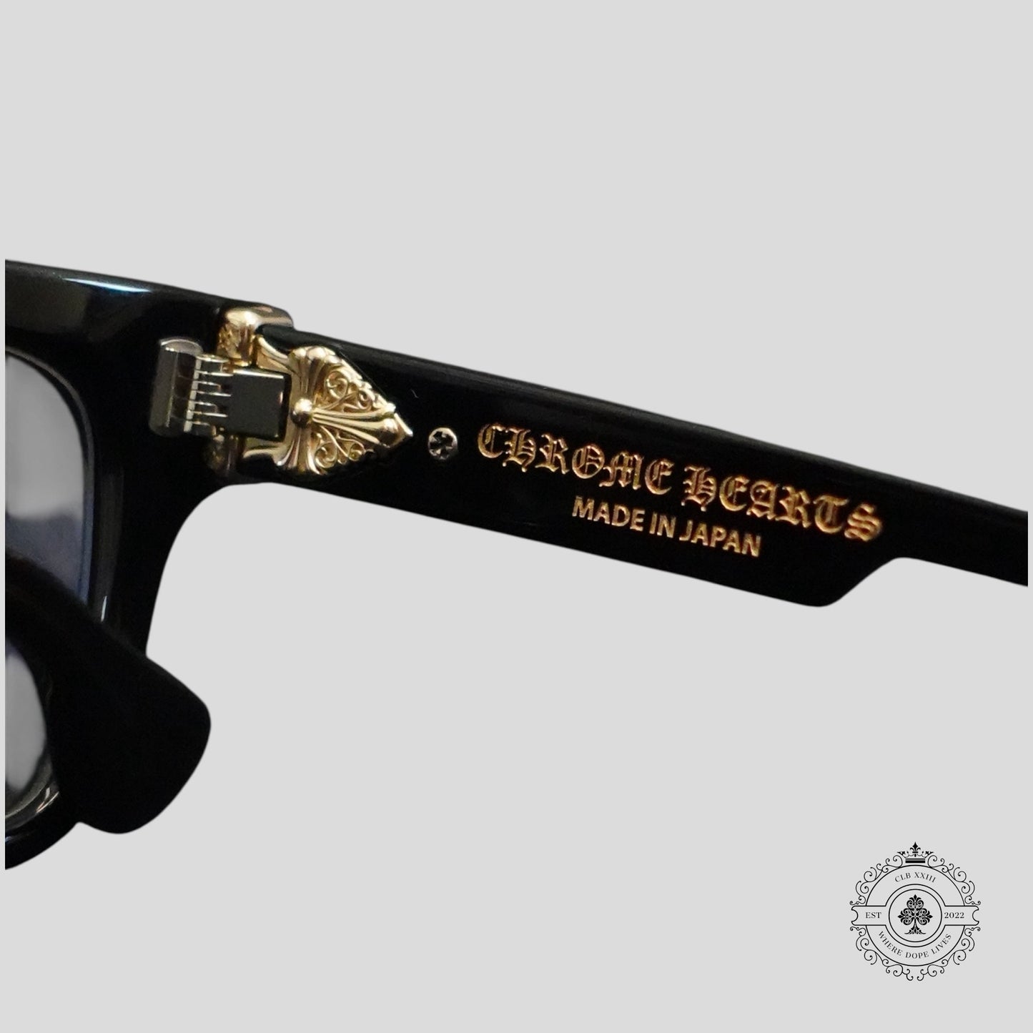 Chrome Hearts Box Officer Glasses in Black/Gold
