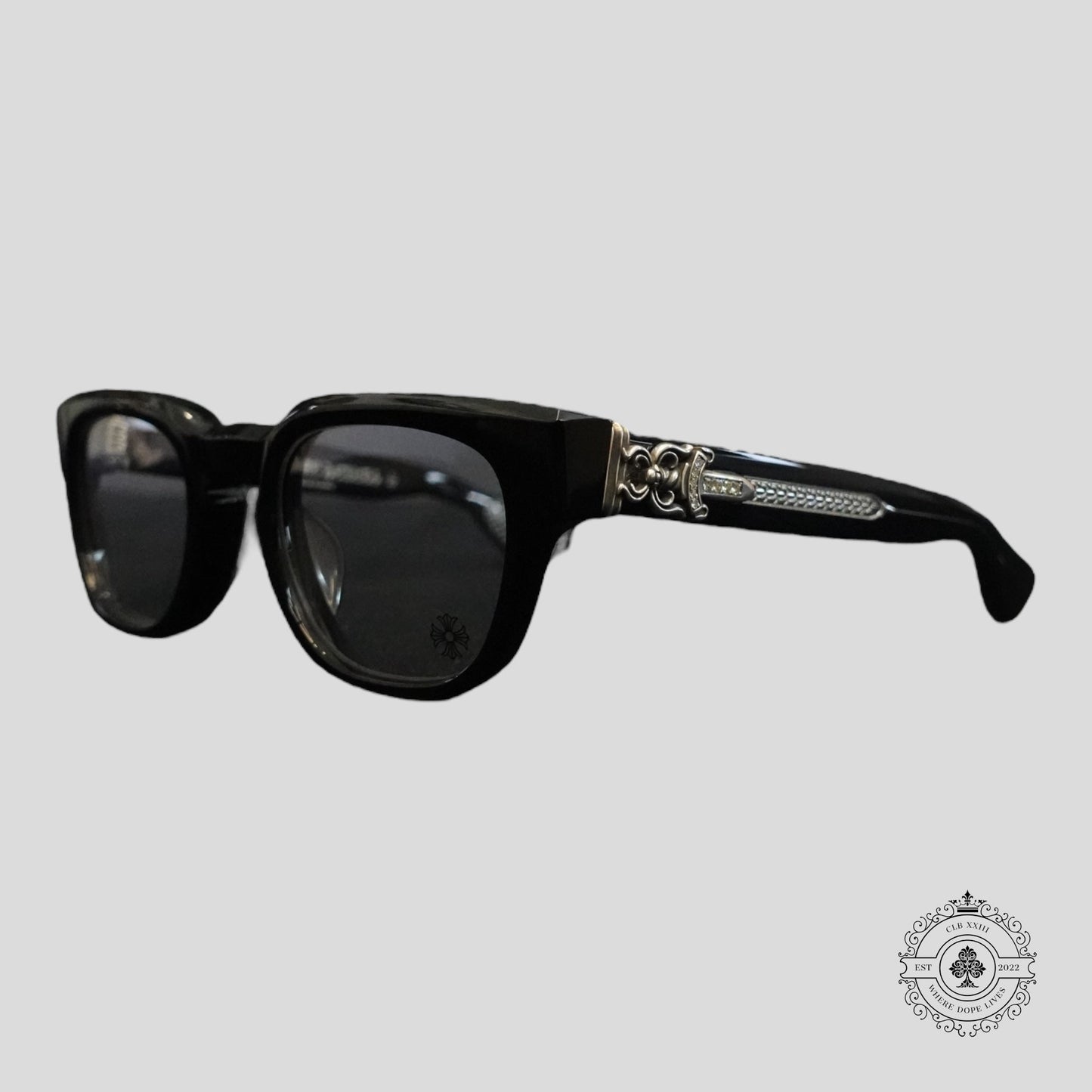 Chrome Hearts Diamond Embellished Cuntvoluted Glasses in Black/Silver