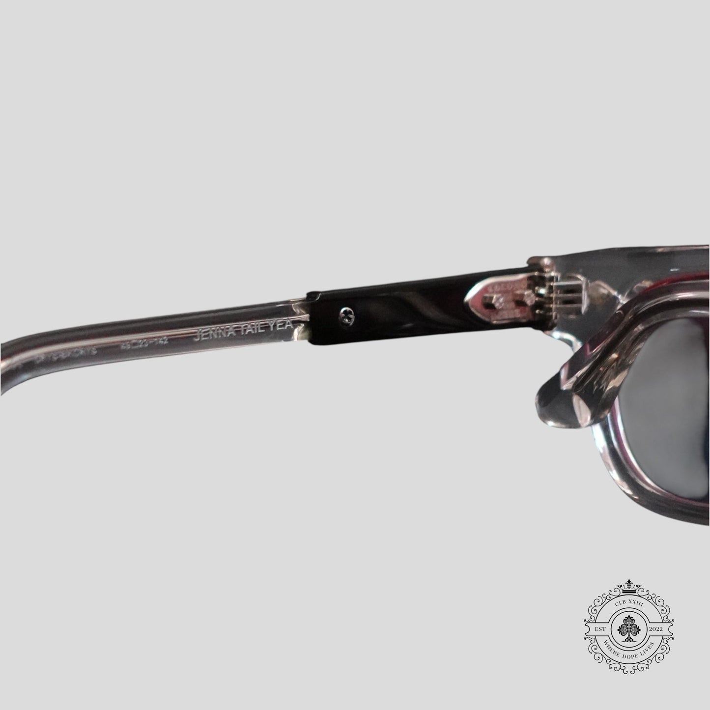 Chrome Hearts Jenna Tail Yea Glasses in Clear/Silver