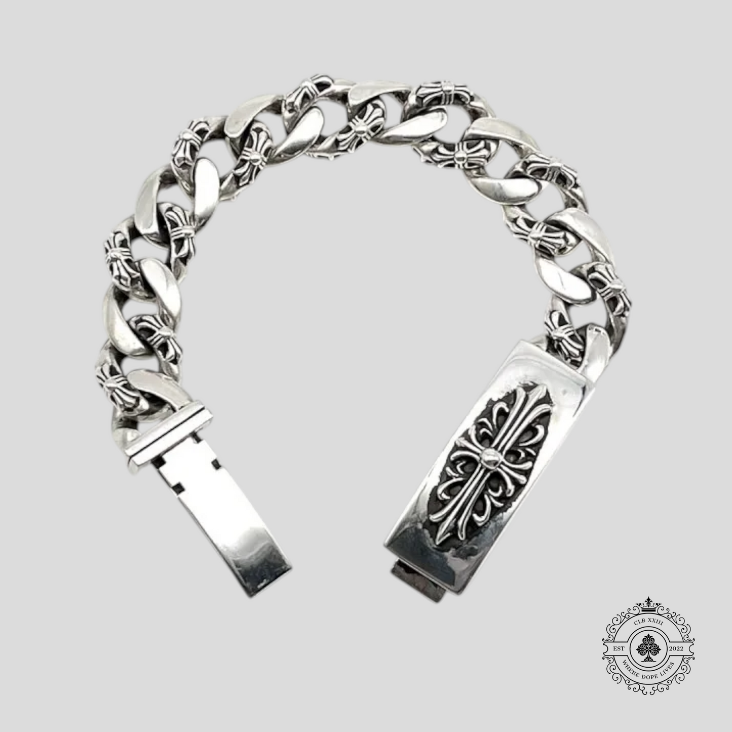Chrome Hearts Fancy Link ID Bracelet in Silver