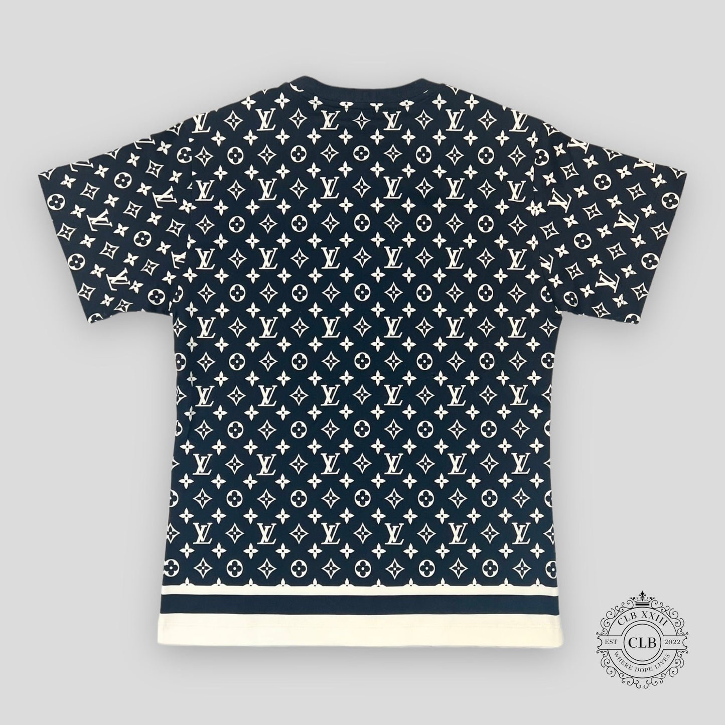 LOUIS VUITTON STRIPE ACCENT MONOGRAM T-SHIRT - DARK NAVY
