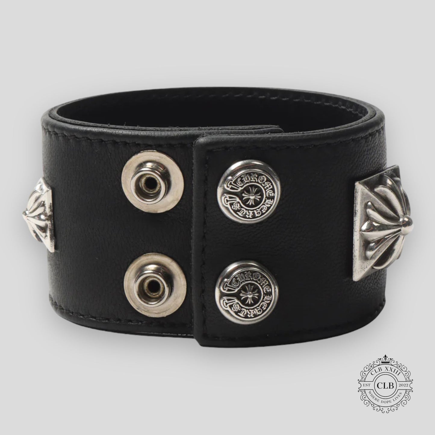 CHROME HEARTS WIDE LEATHER BRACELET - BLACK