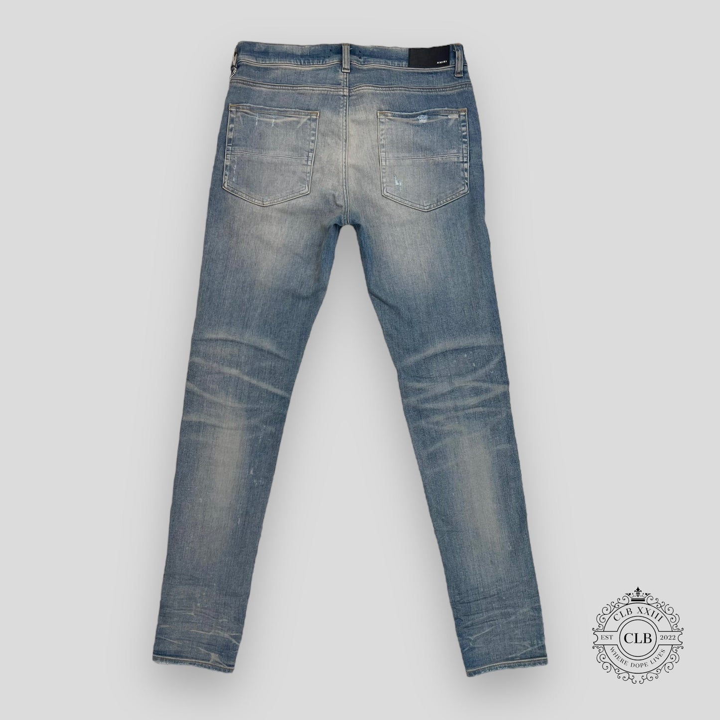 AMIRI MX1 ULTRA SUEDE JEANS - CLAY INDIGO/ BROWN