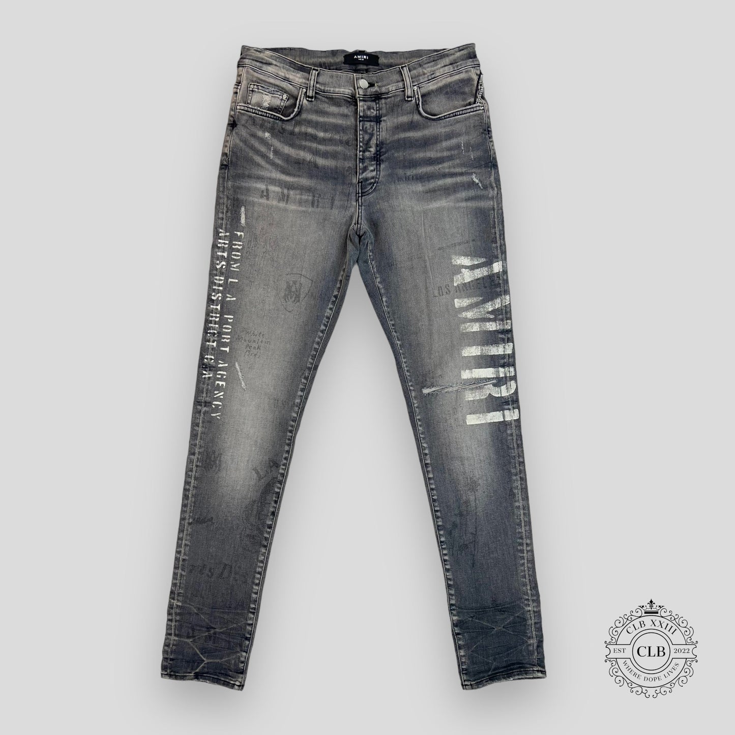 Amiri Military Stencil Jeans in Grey