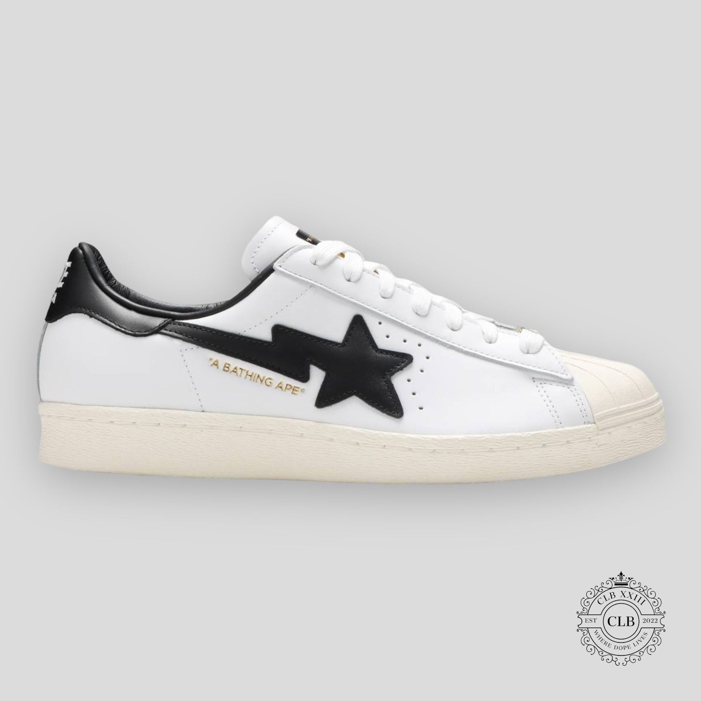BAPE X Adidas Superstar Sneaker in White Black